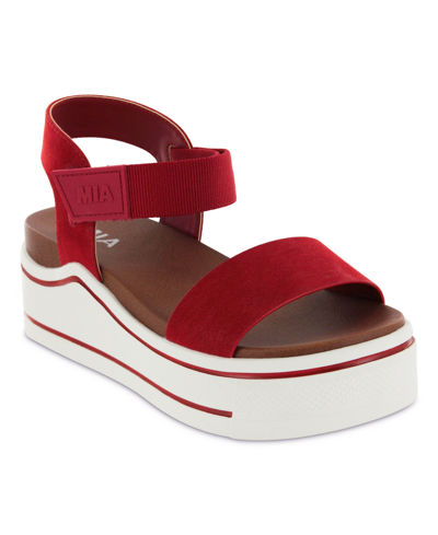 Shop Mia Women's Odelia Platform Ankle Strap Sandals Women's Shoes In Red