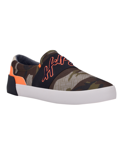 Tommy Hilfiger Men's Realist Slip On With Elastic Band Sneaker Men's Shoes  In Forest Camo/neon Orange | ModeSens