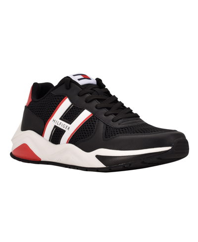 Shop Tommy Hilfiger Men's "h" Logo Martell Jogger Sneakers Men's Shoes In Black/red/white