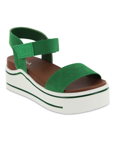 Shop Mia Women's Odelia Platform Ankle Strap Sandals Women's Shoes In Green