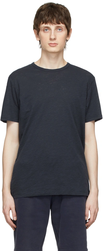 Shop Sunspel Navy Cotton T-shirt