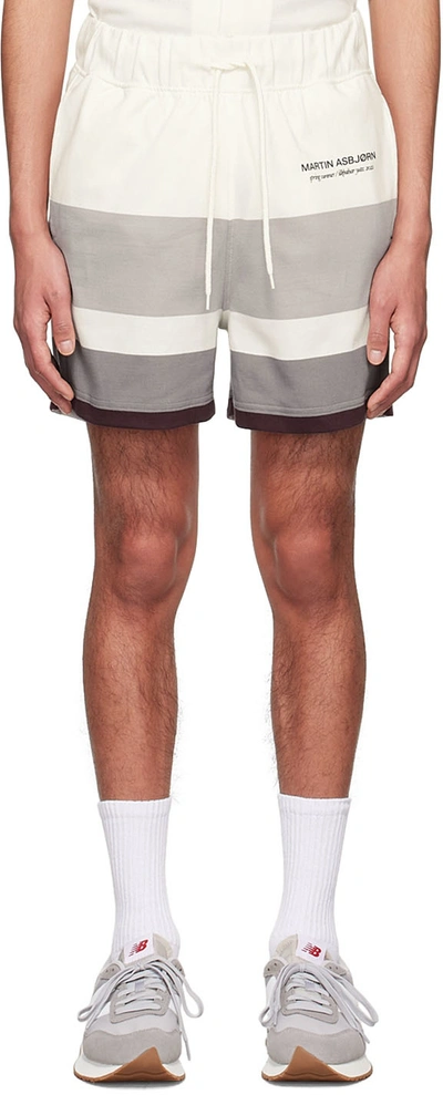 Shop Martin Asbjørn Off-white Ryder Shorts In Pumice Grey Stripes