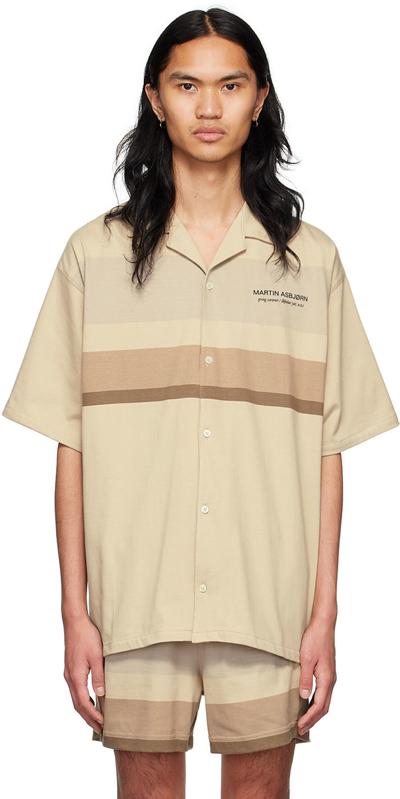 Shop Martin Asbjørn Brown Ryder Short Sleeve Shirt In Brown Sugar Stripes