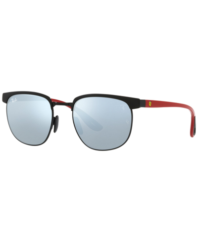 Shop Ray Ban Rb3698m Scuderia Ferrari Collection Unisex Sunglasses In Matte Black On Black