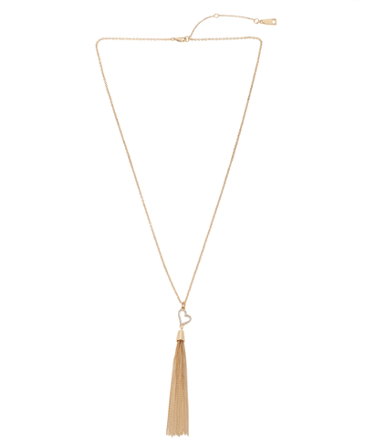 Shop Steve Madden Heart Tassel Pendant Long Necklace In Crystal