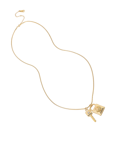 Shop Steve Madden Padlock Key Pendant Long Necklace In Crystal