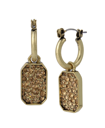 Shop Steve Madden Pave Tag Charm Huggie Earrings In Light Colorado