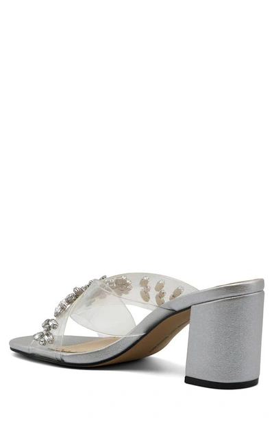 Shop Adrienne Vittadini Avenue Embellished Clear Strap Mule Sandal In Silver