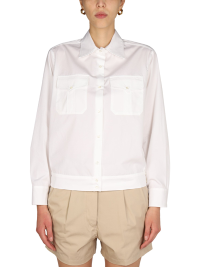Aspesi Pointed Collar Button Down Shirt In White