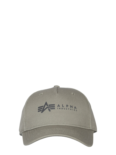 Shop Alpha Industries Logo Print Baseball Cap In Military Green