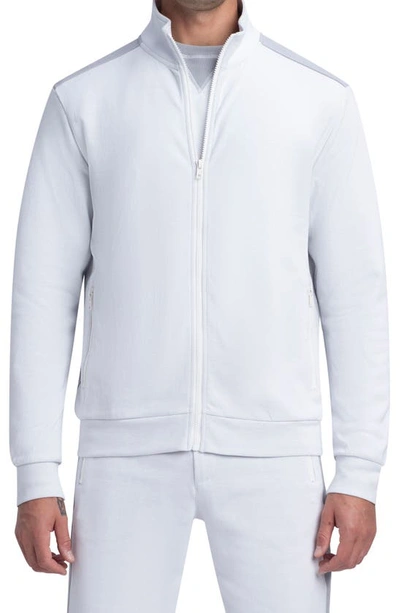 Shop Bugatchi Comfort Cotton Blend Full Zip Sweatshirt In Chalk