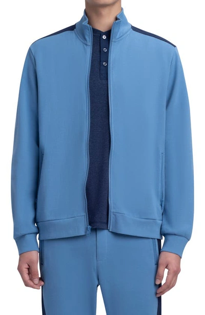 Shop Bugatchi Comfort Cotton Blend Full Zip Sweatshirt In Slate