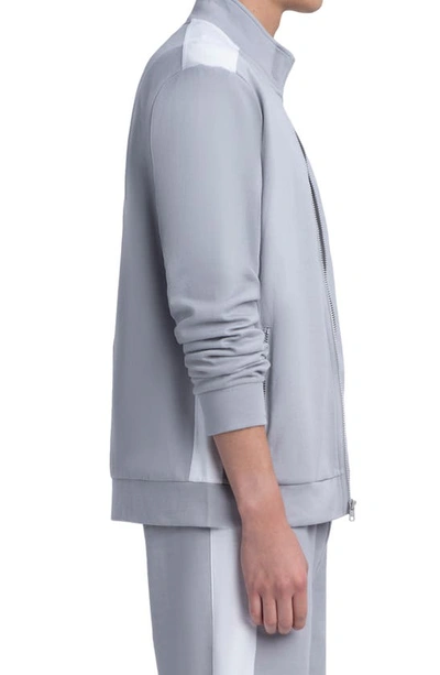 Shop Bugatchi Comfort Cotton Blend Full Zip Sweatshirt In Platinum