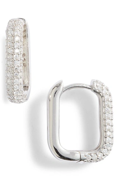 Shop Shymi Pavé Box Hoop Earrings In Silver