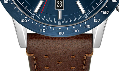 Shop Hugo Boss Allure Chronograph Leather Strap Watch, 44mm X 11.4mm In Brown