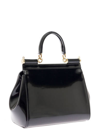 Shop Dolce & Gabbana Womans Sicily Leather Handbag In Black
