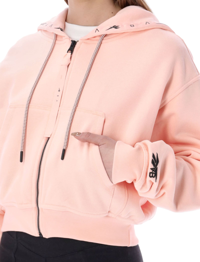 Shop Victoria Beckham Zipped Hoodie In Coral Rose