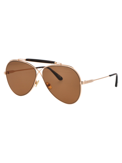 Shop Tom Ford Ft0818 Sunglasses In 28e Gold