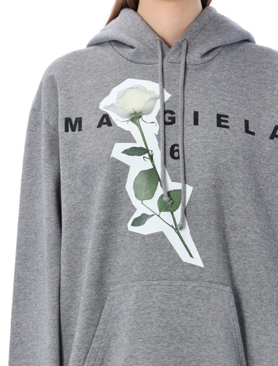 Shop Mm6 Maison Margiela Rose Hoodie In Grey