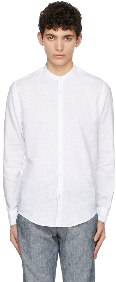 Shop Hugo Boss White Linen Shirt In 100 White