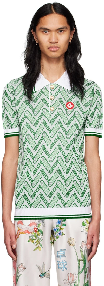 Shop Casablanca Green Viscose Polo In Green Monogram