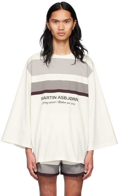 Shop Martin Asbjørn Off-white Ryder T-shirt In Pumice Grey Stripes