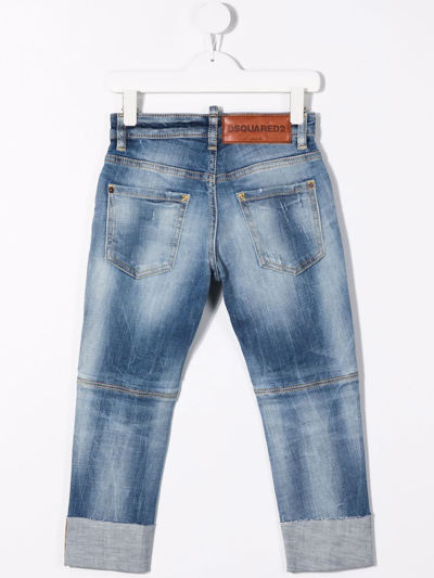 Shop Dsquared2 Kids Slim Fit Jeans In Medium Blue Denim