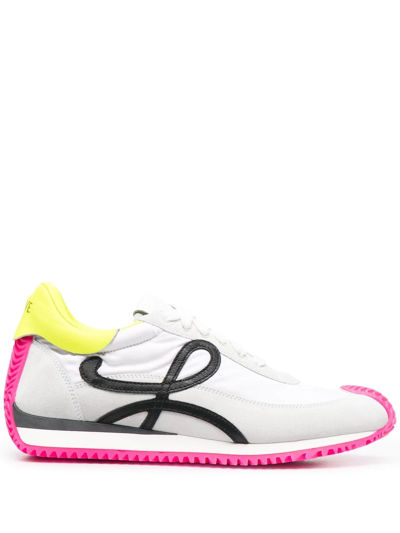 Shop Loewe Flow Runner Low-top Sneakers In 2788 Soft White/neon Yellowe