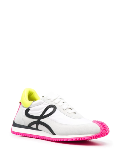 Shop Loewe Flow Runner Low-top Sneakers In 2788 Soft White/neon Yellowe