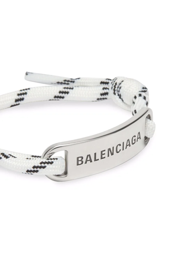 Shop Balenciaga Plaque Shoelace Bracelet In White