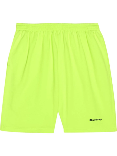 Shop Balenciaga Bb Corp Track Shorts In Yellow