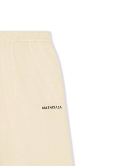 Shop Balenciaga Logo-print Cotton Track Shorts In Neutrals