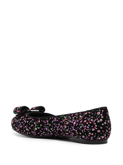 Ferragamo Varina Dot Suede Ballerina Flats In Black