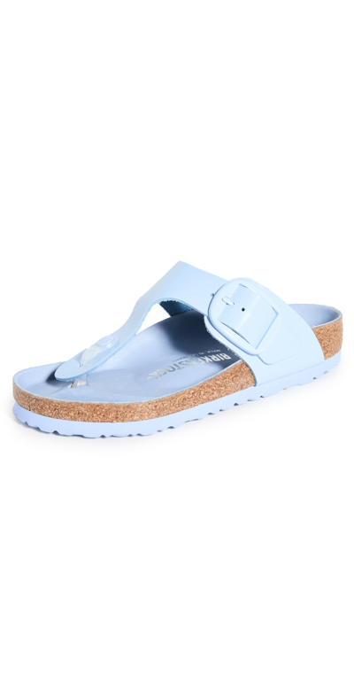 Shop Birkenstock Gizeh Big Buckle Sandals In High Shine Dusty Blue