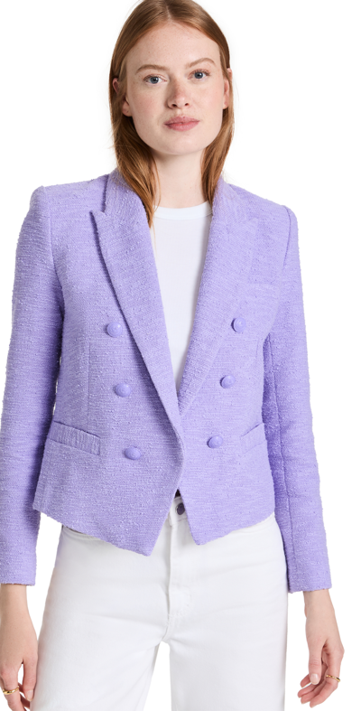 Shop L Agence Brooke Double Breasted Crop Blazer In Lavender