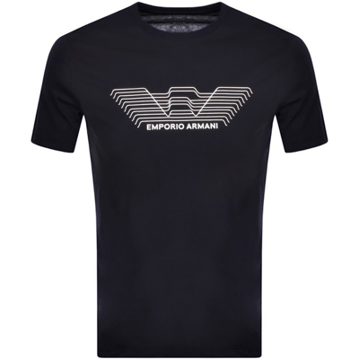 Shop Armani Collezioni Emporio Armani Crew Neck Logo T Shirt Navy