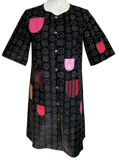 Pre-owned Marimekko Rare Nadja Kihlatasku Pocket Dress Iloinen Takki Size  10 Cotton In Black | ModeSens