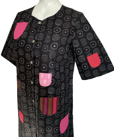 Pre-owned Marimekko Rare Nadja Kihlatasku Pocket Dress Iloinen Takki Size  10 Cotton In Black | ModeSens