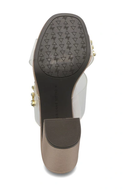 Shop Adrienne Vittadini Avenue Embellished Clear Strap Mule Sandal In Champagne