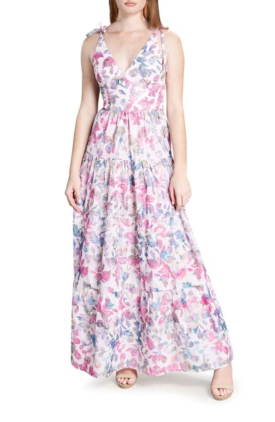 Shop Dress The Population Pearl Floral Cotton Dress In Soft Pink Multi