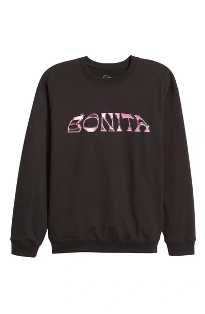 Shop Viva La Bonita Candy Paint Cotton Graphic Sweatshirt In Black/ Hot Pink