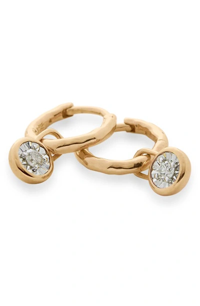 Shop Monica Vinader Diamond Essential Huggie Earrings In Gold