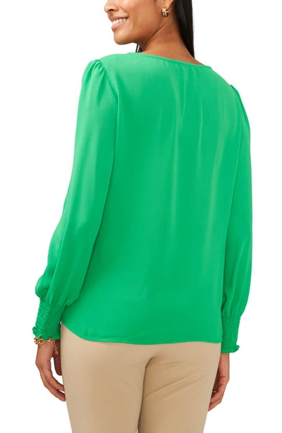 Shop Chaus Smocked Cuff Top In Vivid Green
