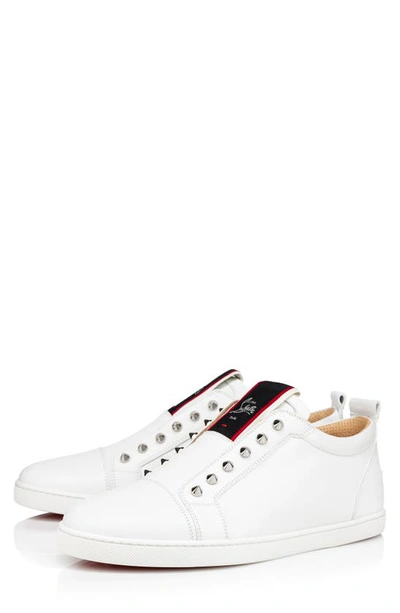 Christian Louboutin F.a.v Fique A Vontade Mid Cut Leather Sneaker In White
