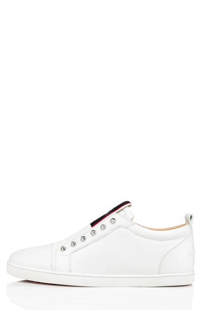 Christian Louboutin F.a.v Fique A Vontade Mid Cut Leather Sneaker In White