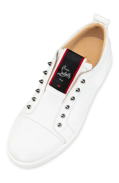 Christian Louboutin F.a.v Fique A Vontade Mid Cut Leather Sneaker In White