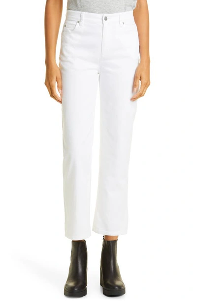 Shop Eileen Fisher High Waist Stretch Organic Cotton Pants In White