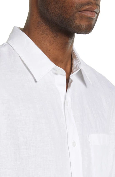 Vince Classic Fit Short Sleeve Linen Blend Button-up Shirt In White