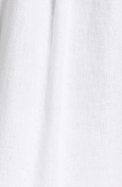 Shop Vince Classic Fit Short Sleeve Linen Shirt In Optic White