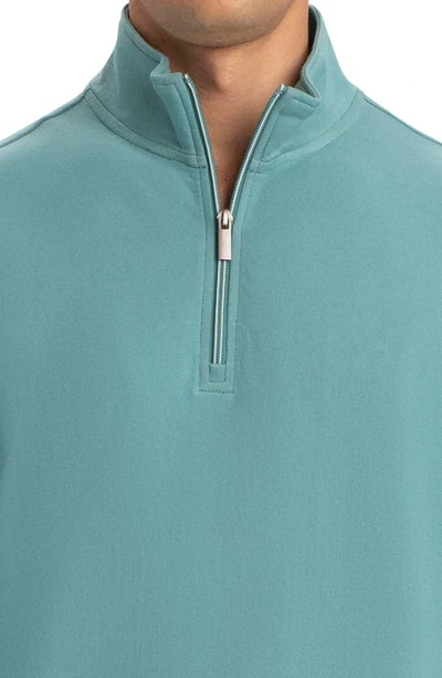 Bugatchi Cotton Blend Quarter Zip Pullover In Celadon
